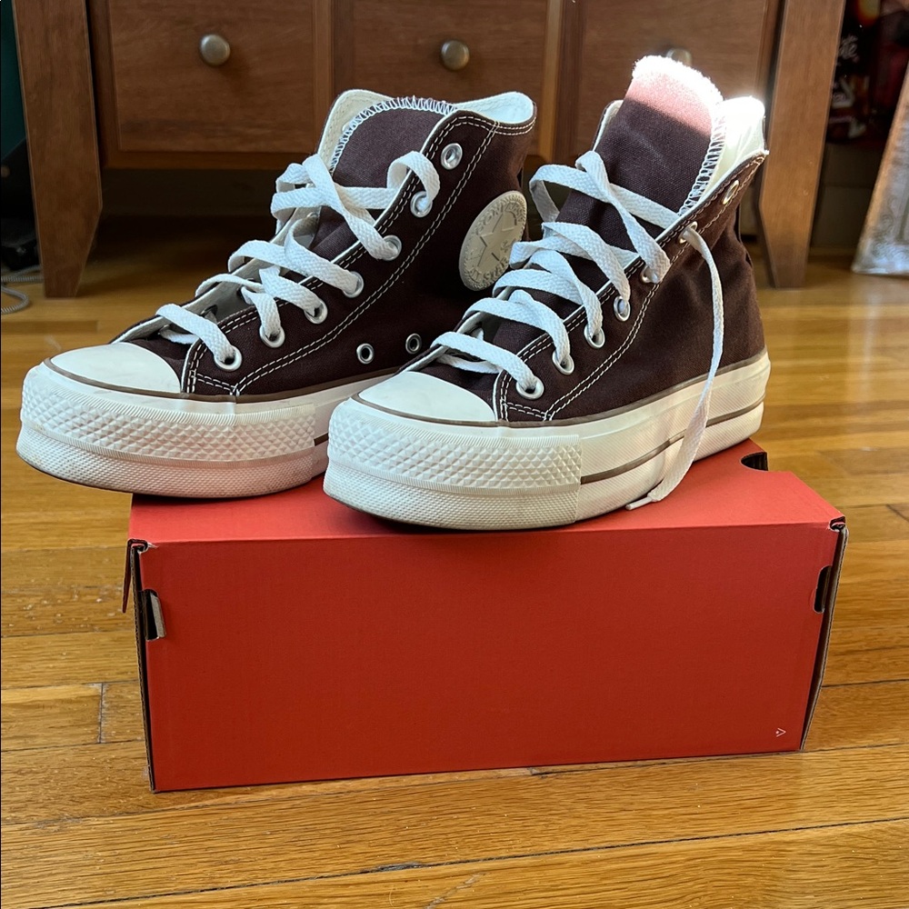 Converse Platform High-Top Sneakers - Chocolate Brown and Cream